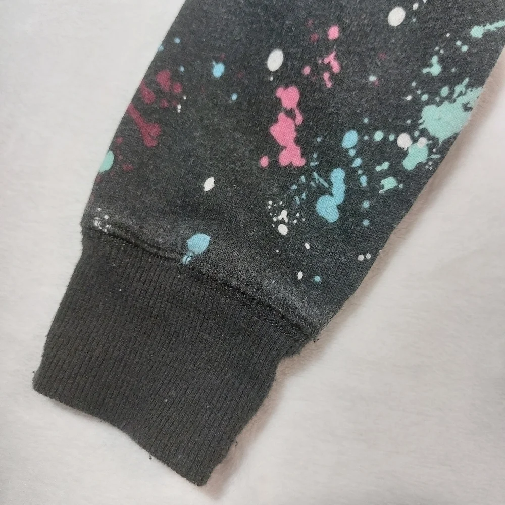 Justice Active Black Paint Splatter Hoodie Size 6